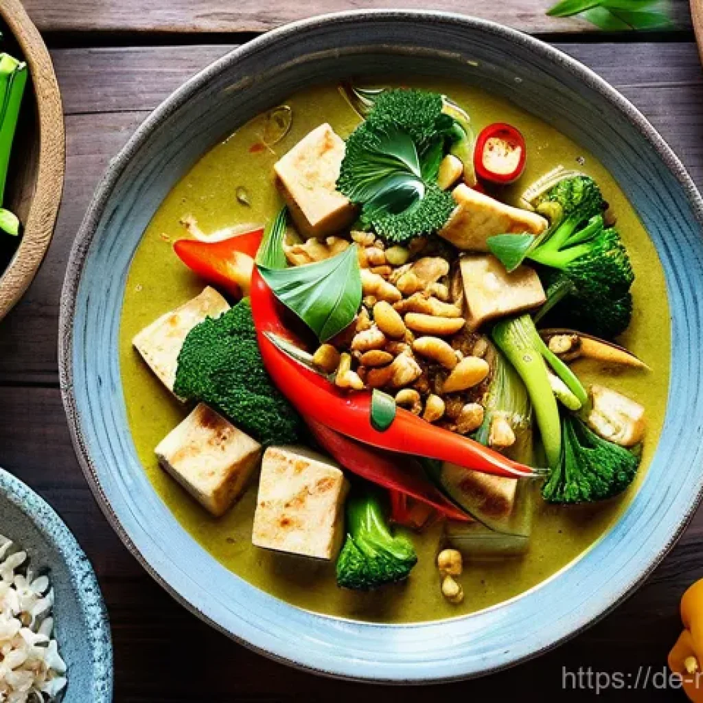 다문화 요리사와 플랜트 기반 요리 - **Vibrant Plant-Based Thai Curry Feast**
    A beautifully arranged overhead shot of a large, steami...