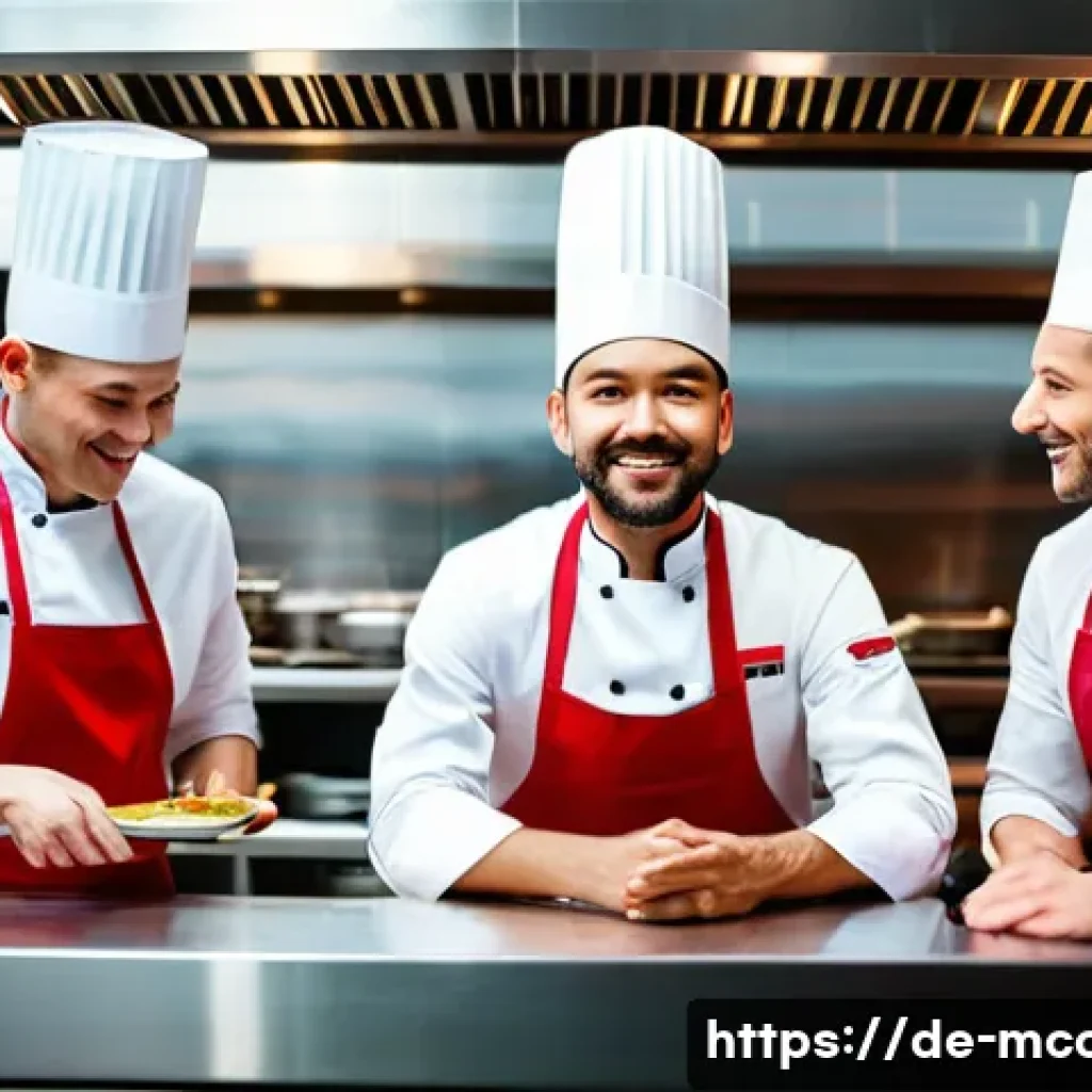 다문화 요리사의 연봉 비교 - A vibrant professional kitchen scene in a modern Berlin restaurant featuring a multicultural team of...