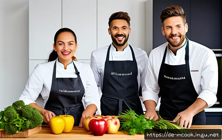 다문화 요리사의 요리 경연대회 준비 - A vibrant German kitchen scene showcasing a multicultural chef team preparing fusion dishes that com...