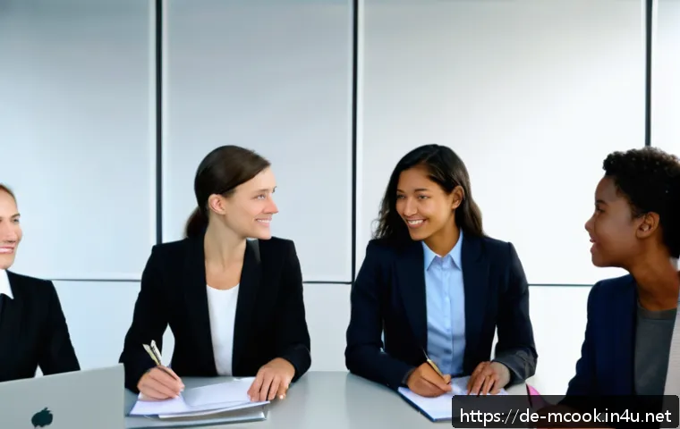 다문화 요리사 면접 준비 전략 - A professional multicultural job interview scene set in a modern office with a diverse group of cand...